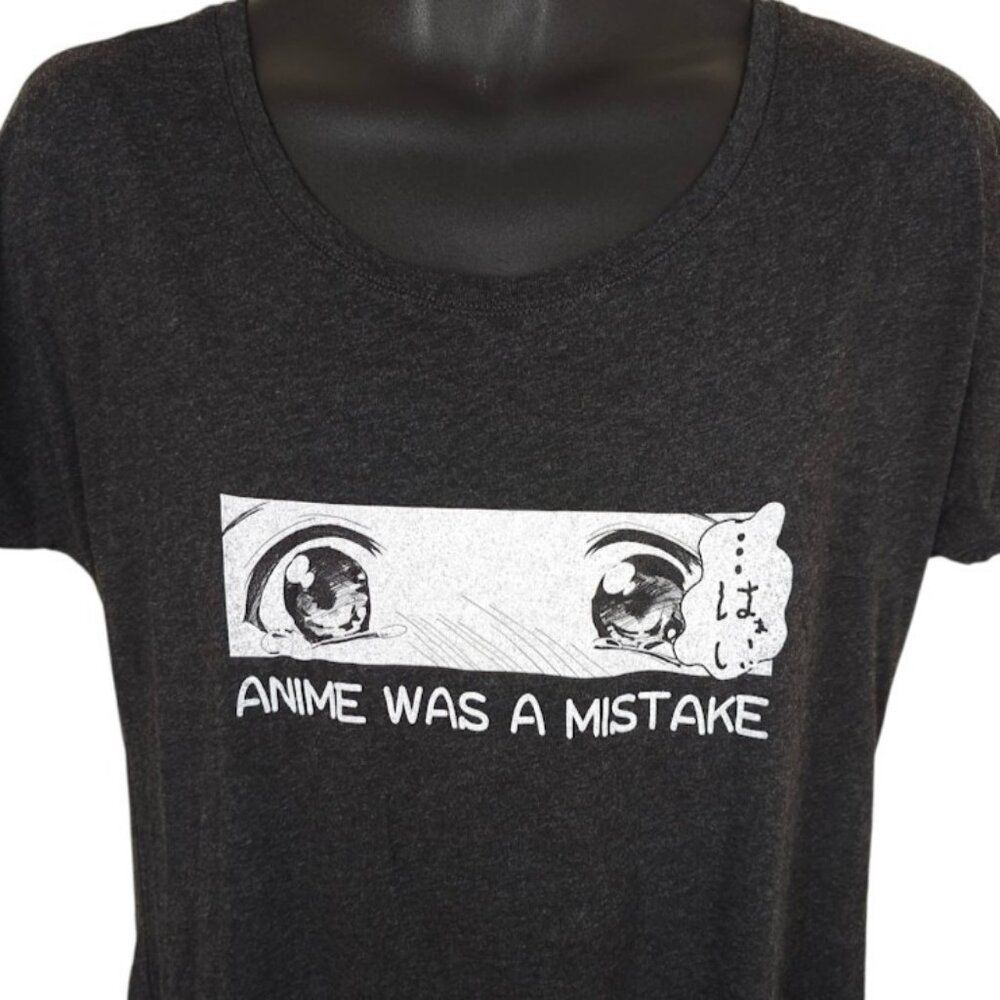 Anime Was A Mistake T Shirt Womens Size Large Black Japanese Japan